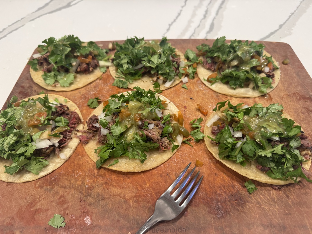 BBQ tacos with fresh cilantro