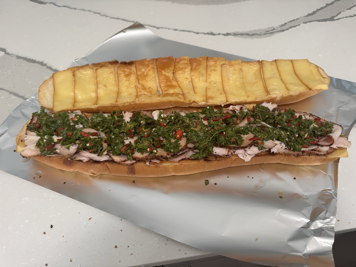Smoked meat sandwich with chimichurri