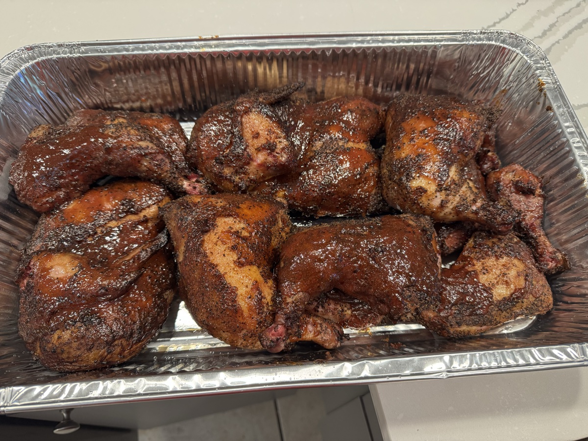 Smoked chicken quarters
