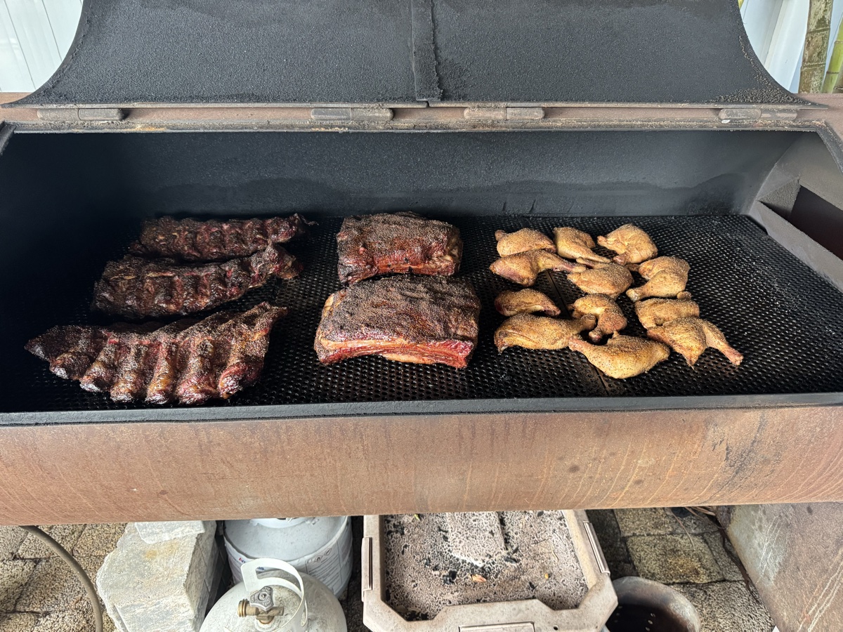 Ribs and chicken on the smoker